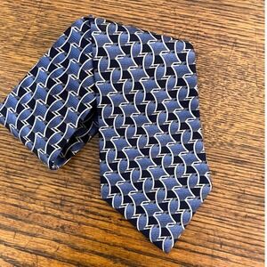ZYLOS George Machado Geometric Silk Necktie Mens Blue Luxury Executive Preppy